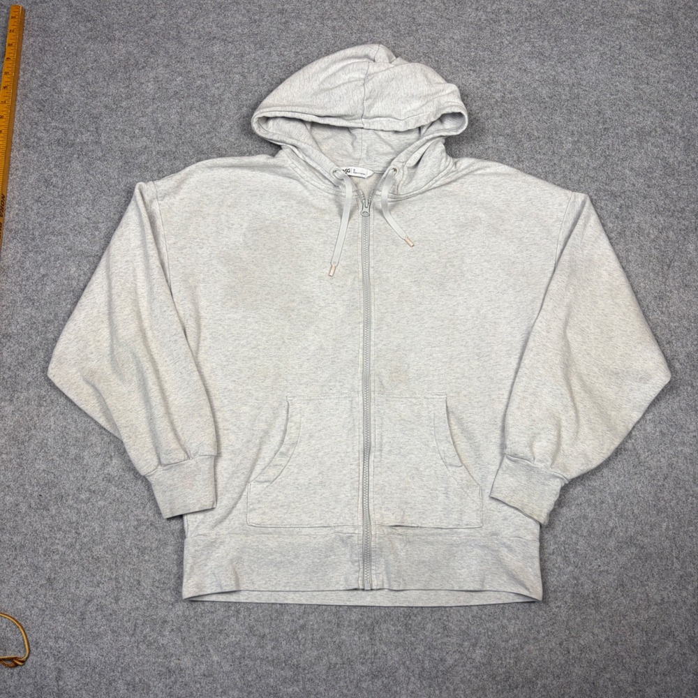 DSG Mens Full Zip Hoodie Light Grey Heather Fleece Sweatshirt Size Small